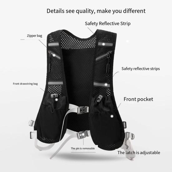 Løpevest med flere lommer Pustende sykkelvest med telefonholder Reflekterende design Nettingvest med justerbare stropper for løping sykling maraton