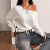 Women's Casual Loose Knit Pullover Sweater with Neck and Sleeves for Everyday Wear