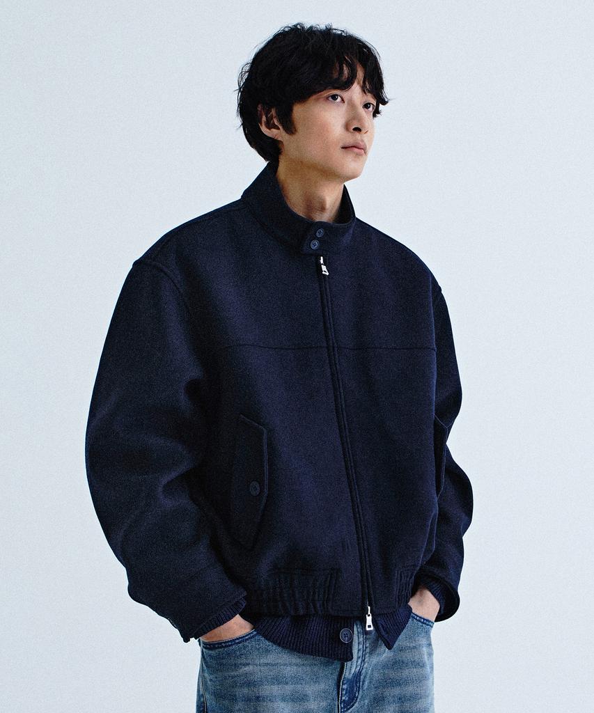 Kiimuir Wool Harrington Jacket Cf_Navy