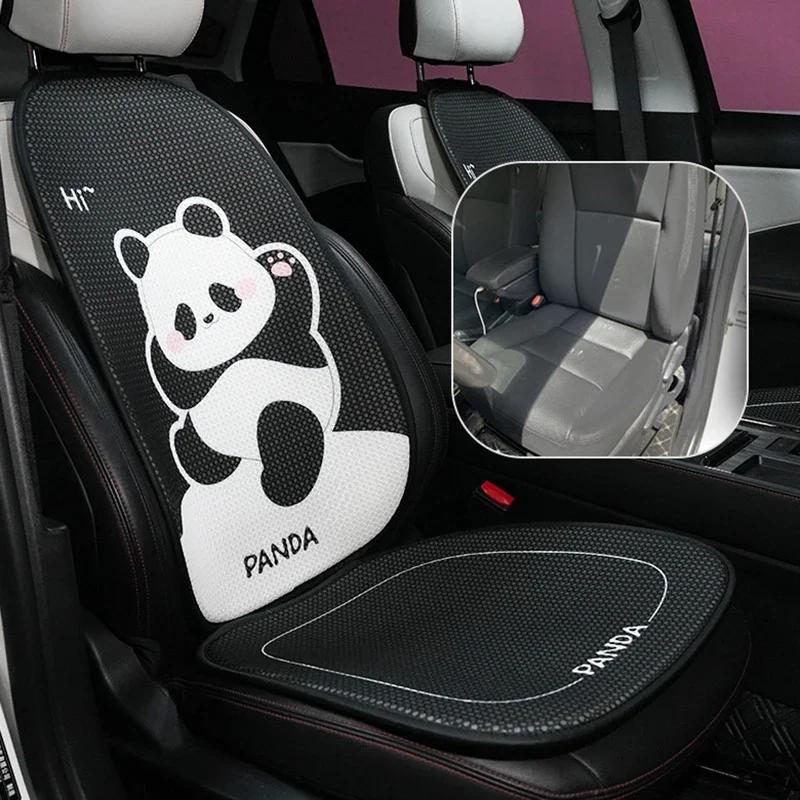 2025 Cartoon Panda Car Seat Cushion Full Set Fashion Breathable Ice Silk Car Seat Cushion Cover Anti Slip Interior Accessories