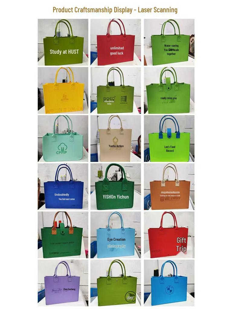 Eco-Friendly Logo Print Large Capacity Felt Tote Bag with Pattern