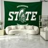 Michigan State Spartans football Wall Tapestry Aesthetic Wall Hanging Printed Fabric Blanket Decorative Tapestries for Bedroom Living Room Home Decor