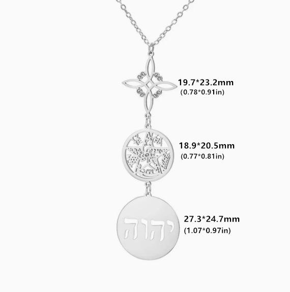 Stainless Steel Double Pendant Necklace with Witch Knot & Star