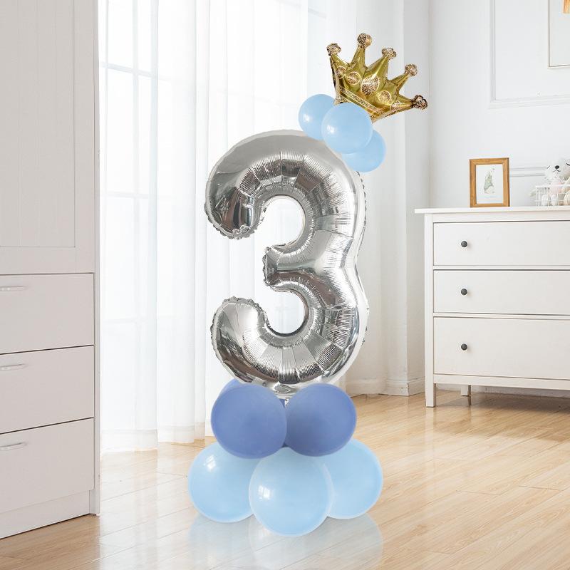 Digital Aluminum Film Balloon Set Balloon Bundle Balloon Column Baby Birthday Party Decoration Arrangement