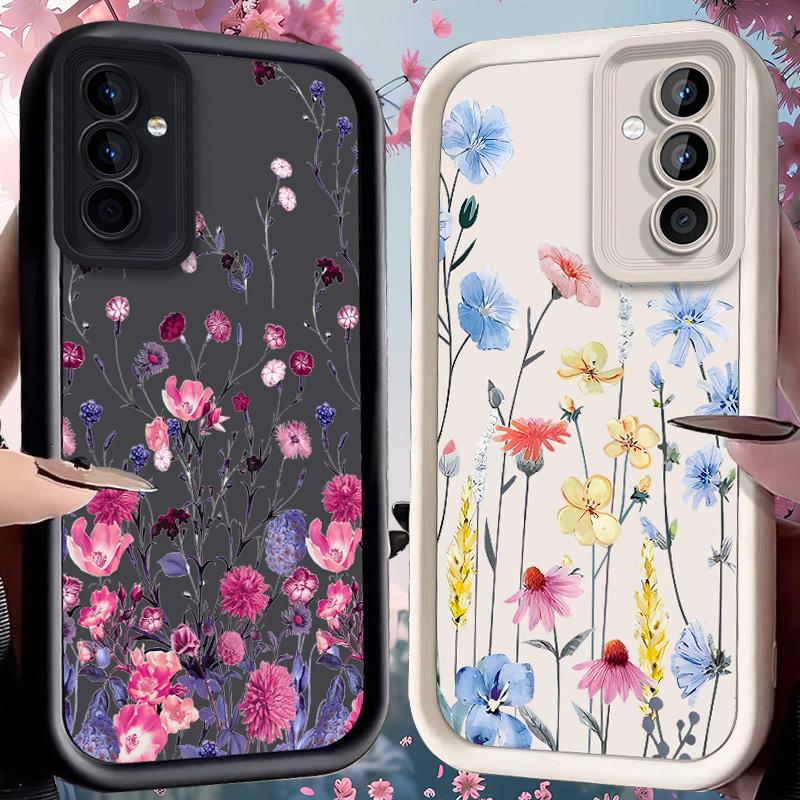 Romantic Flower Print Case for Samsung Galaxy S25 Ultra Plus S24 S23 S22 S21 S20 FE A73 A72 A71 A56 A55 A54 5G A52 A52S 4G Cover