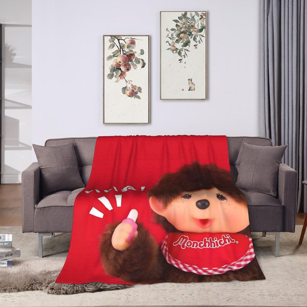 Cute Monchhichis Blankets Coral Fleece Plush Summer Breathable Super Soft Throw Blanket for Sofa Outdoor Quilt