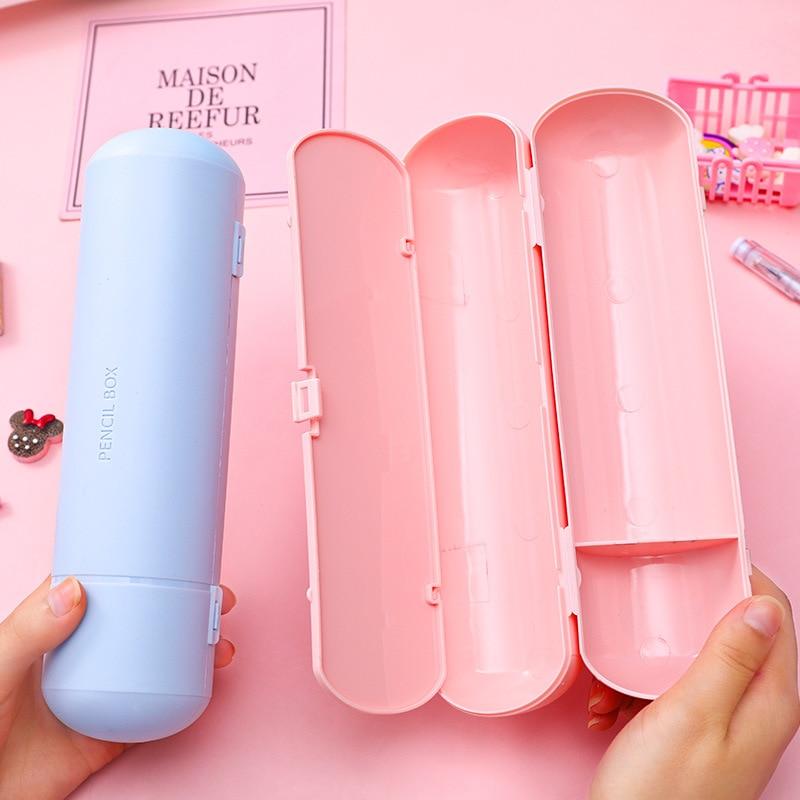 Multifunctional Pencil Box Large Capacity Double Layer Pencil Cases Creative Cylindrical Pen Holder Kid Stationery