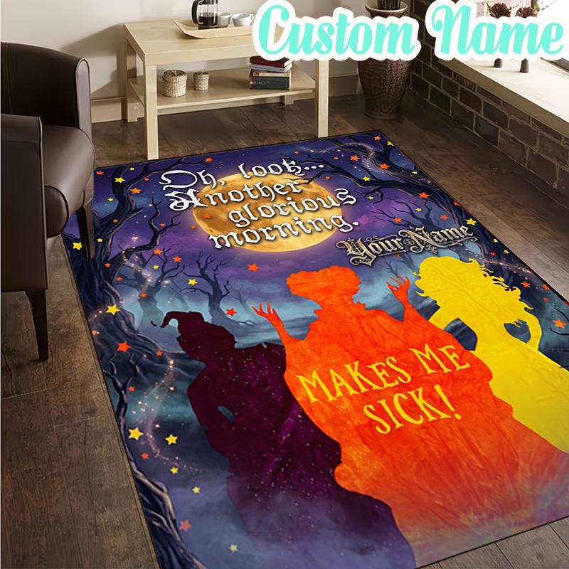 Custom Name Magical Three Witch Rug, Office Rug, Chair Rug, Carpet for Living Rooms, Doormat Game Rug Home Decor Christmas Gifts