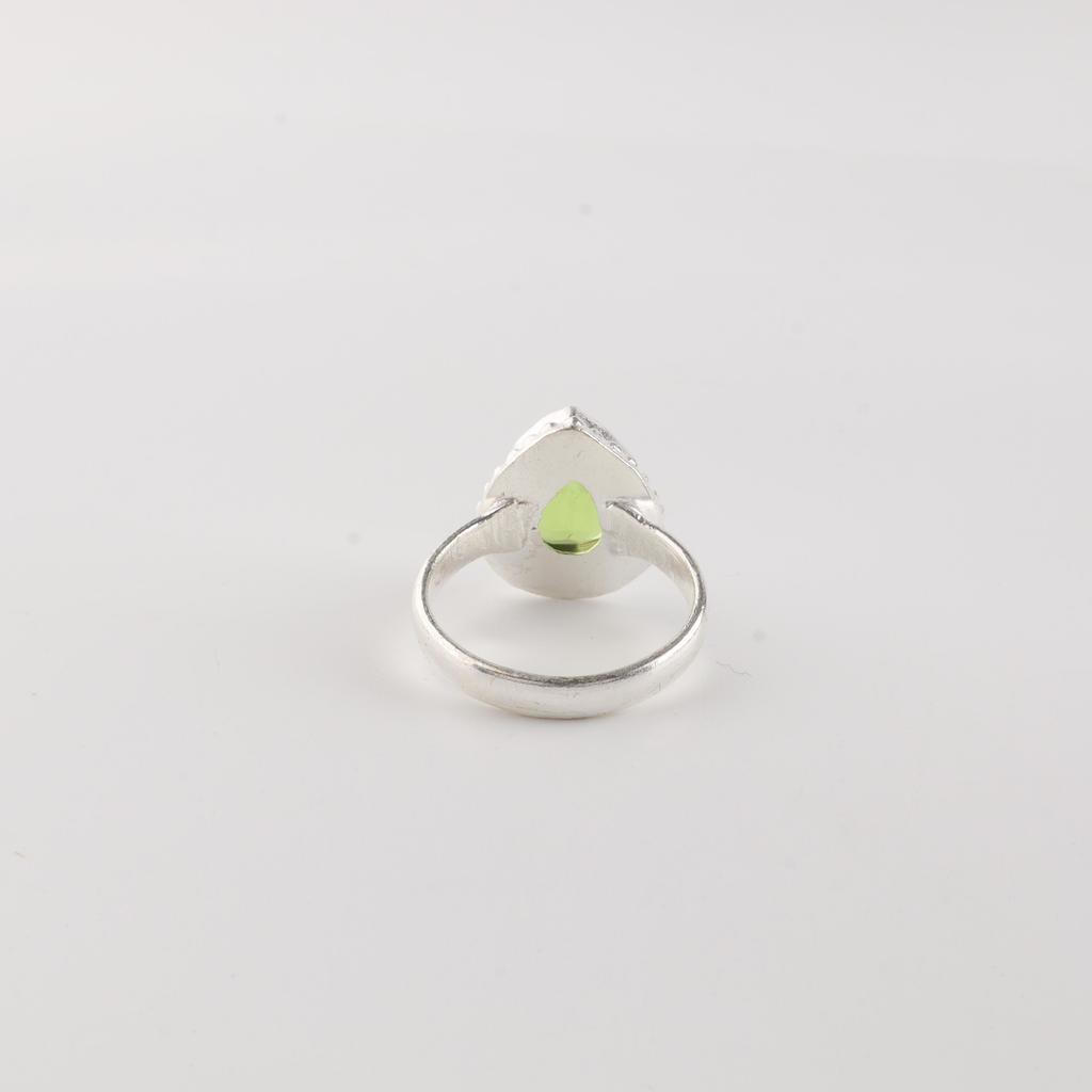 Natural Peridot Gemstone 925 Sterling Silver Jewelry Handcrafted Wedding Ring For Braid RR-77-11