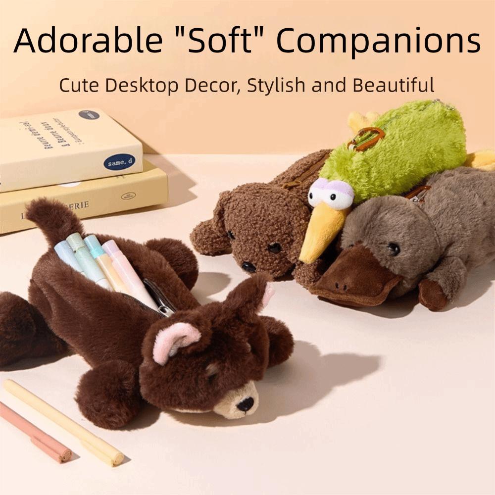 Large Capacity Pencil Case Cartoon Animal Stationery Organizer Gift Storage Bag  Student