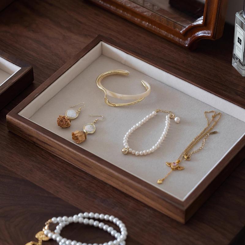 Counter Jewelry Display Tray Large Capacity Ring Earrings Display Trays Showcase Wooden Women's Jewelry Organizer Displays Props