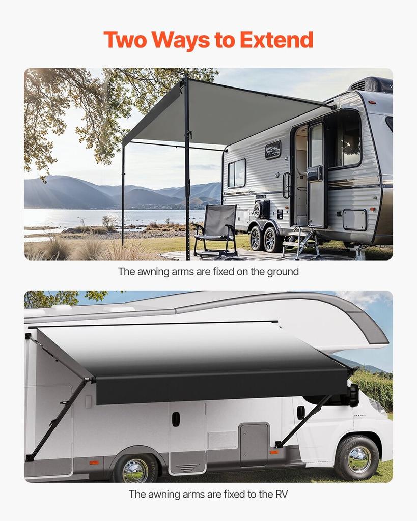 16' RV Replacement Awning Manual Trailer Awning for Most DC12V RVs