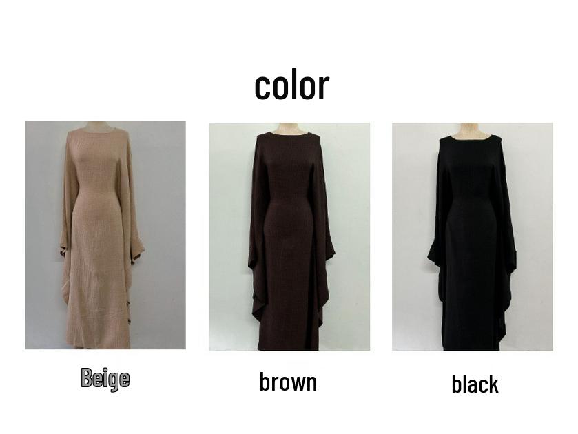 Yiduo Duo Waist-Slimming Batwing Sleeve Dress with Belt
