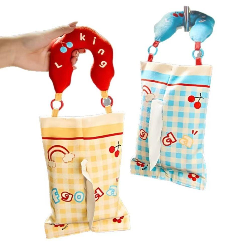 With Handle Hanging Tissue Storage Bag Easy Install Multifunctional Tissue Pouch  Auto Accessories