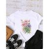Style Flower Trend Clothing Graphic T-shirts Lady Short Sleeve T Shirt Women Print Female Fashion Clothes Casual Tee