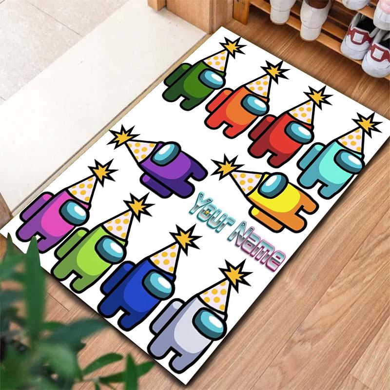 Among Us Custom Name Carpet Rug for Living Room Bedroom Home Sofa Decoration,Kids play Non-slip Floor Mat