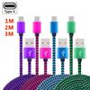 1-3m USB Type C Cable Date Sync 3A Fast Charging Nylon Braided Wire Charger Cable For Samsung Huawei Android Type C Mobile Phone