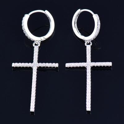 Klassische Kreuz Ohrringe Micro Intarsien CZ Rose Gold Silber Farbe Hoop Ohrringe Für Frauen Mode Schmuck Neue 901 KO1