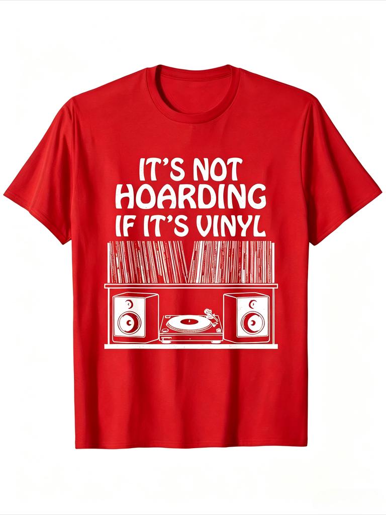 Unisex Unisex Retro Vinyl Plattenspieler Grafik T-Shirt Es ist kein Horten, wenn es Vinyl ist Vintage Schallplattensammlung Musik Baumwoll-T-Shirt