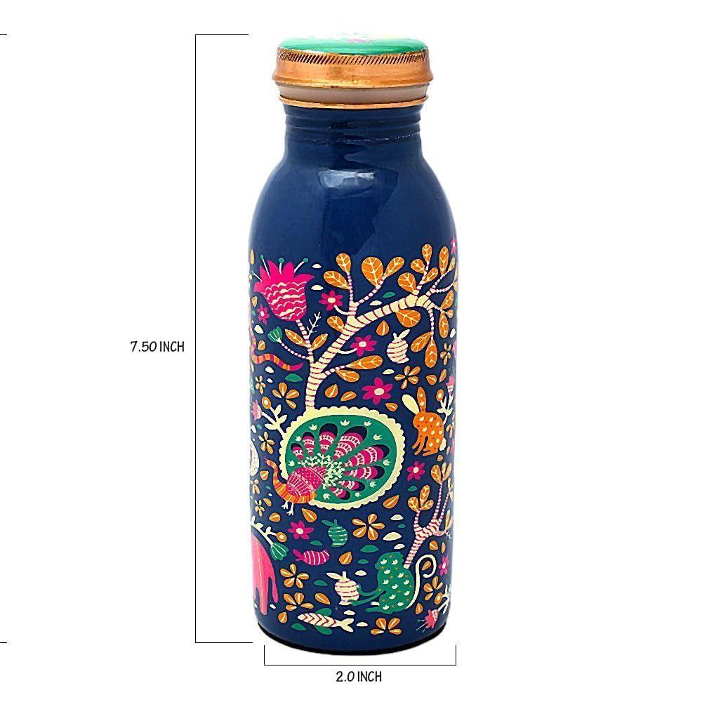 HOMES Copper Water Bottle 500 ML With Anti Oxidant Properties | Diwali Gifts for Family and Friends 100% Copper Water Bottle (Multi Color - 500 ML)