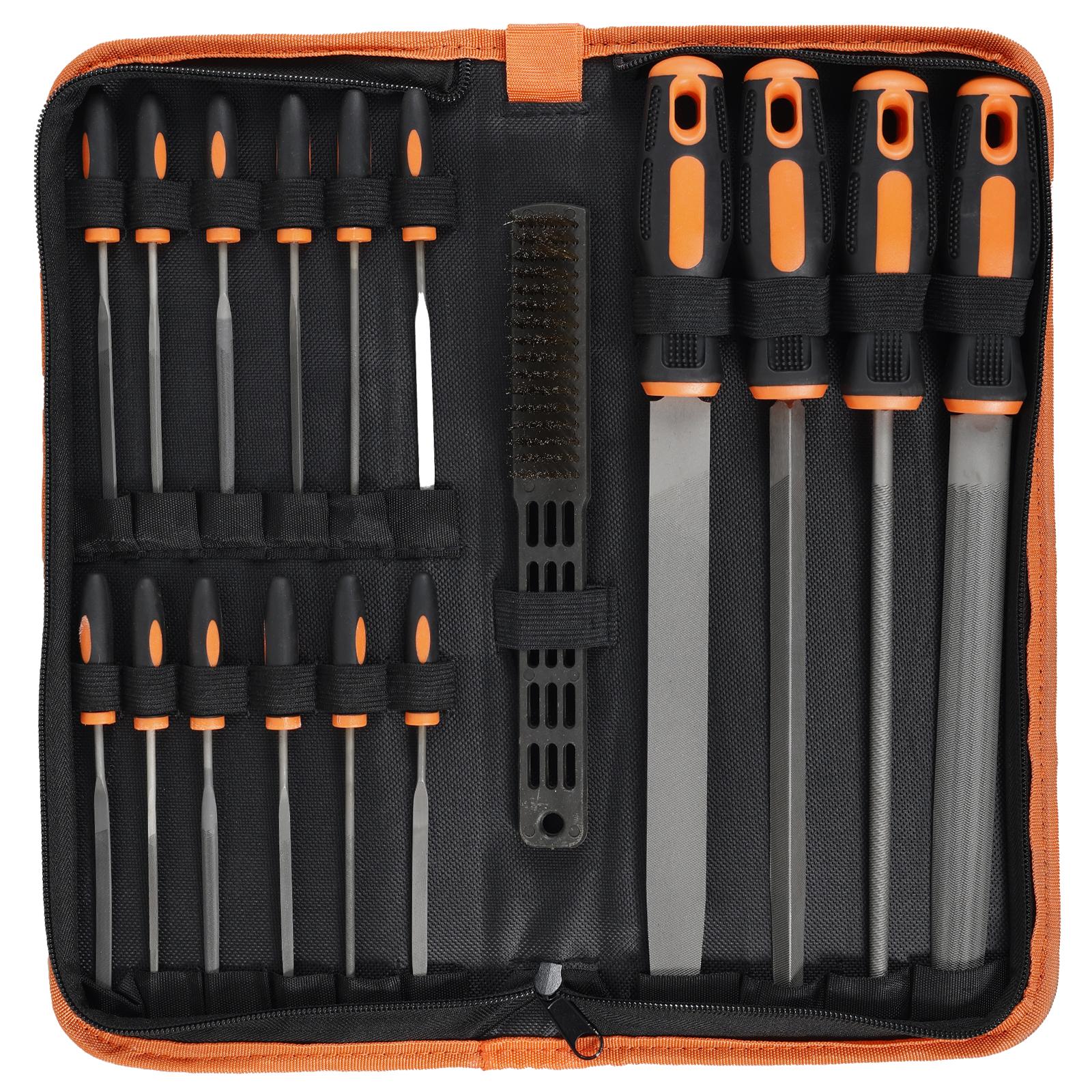 17Pcs Metal File Set 12 Inch Professional High Carbon Steel Files Includes Long and Needle Filing Tools for Wood Glass and Metal