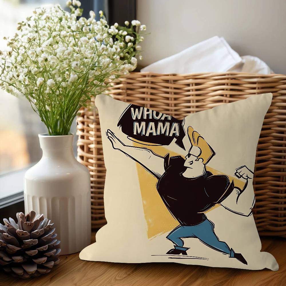 Cartoon J-Johnny Bravo Cushion Cover Inches Farmhouse Decor Home Throw Pillow Covers For Couch Decorations