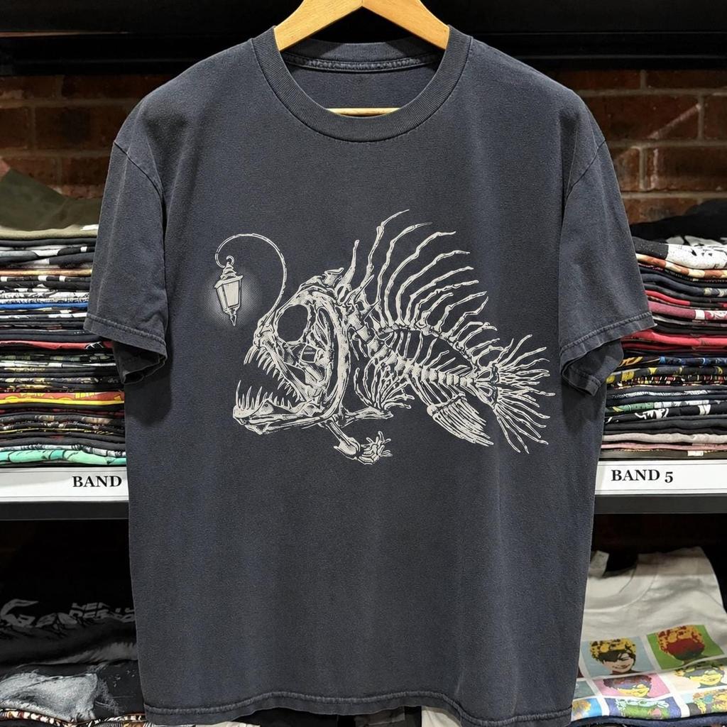 Angler Fish Skeleton T-shirt | Deep Sea Skeleton Illustration
