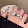 Luxury-lite Zirconia Eyeglass Ring for Women, High-end Finger Ring for the Index Finger, Small-scale Layered Wearing, Adjustable Finger Ring.