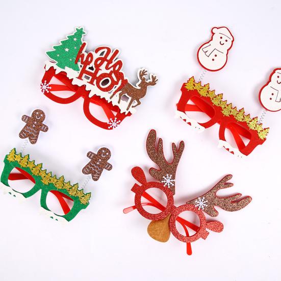 Holiday Party Supplies for Photos Christmas Glasses Photo Booth Props, Felt Reindeer Santa Snowman Eyeglasses Festive Costume Holidays Party,