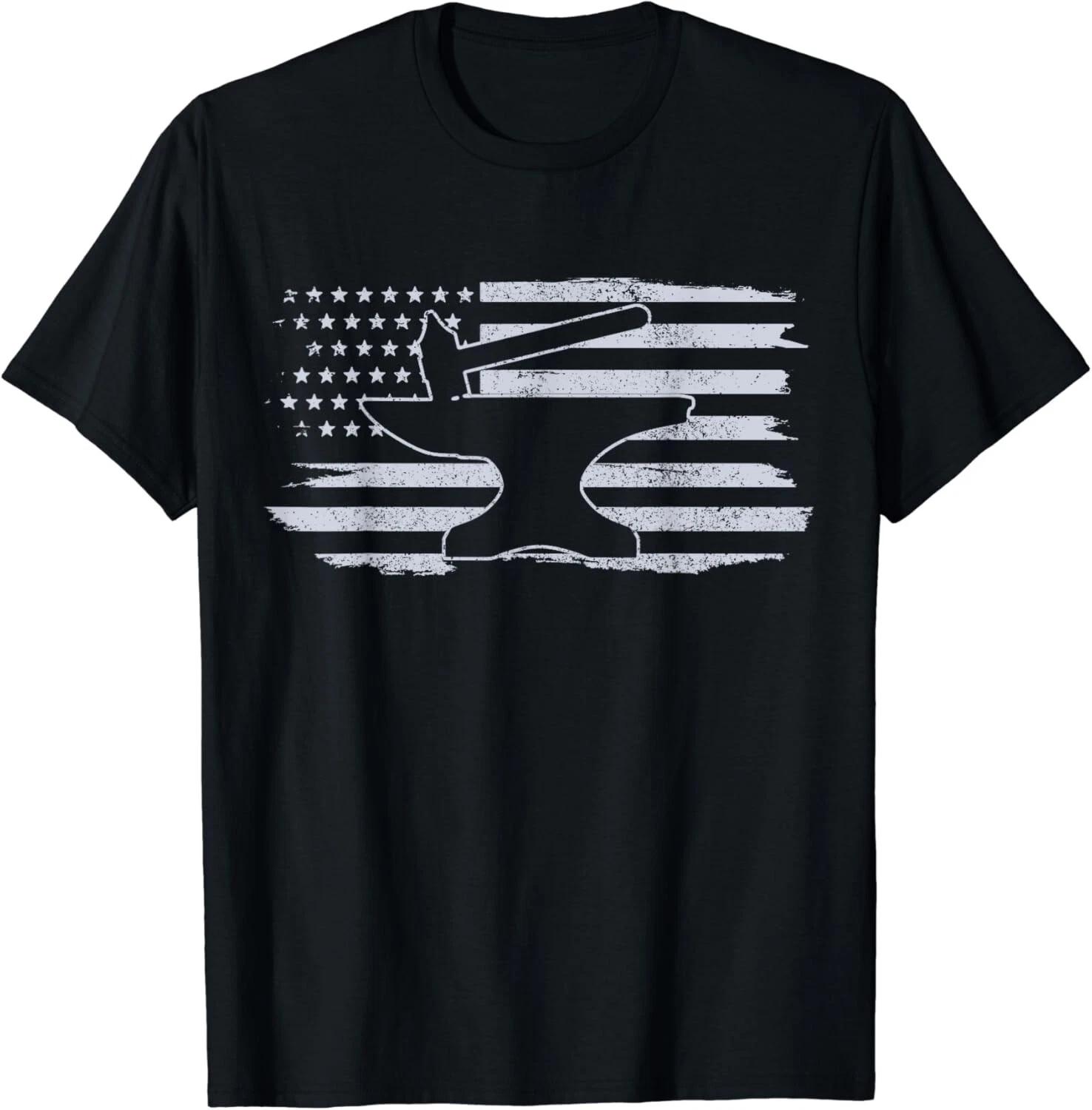 

Blacksmith - Hammer Anvil USA Flag Knife Maker Steel Gift Unisex T-Shirt XL