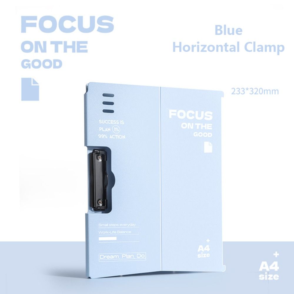 Multifunction Verhical Plate Clamp Dual-use Clipboard High Quality A4 File Folder Stationery Blue-Horizontal Clip