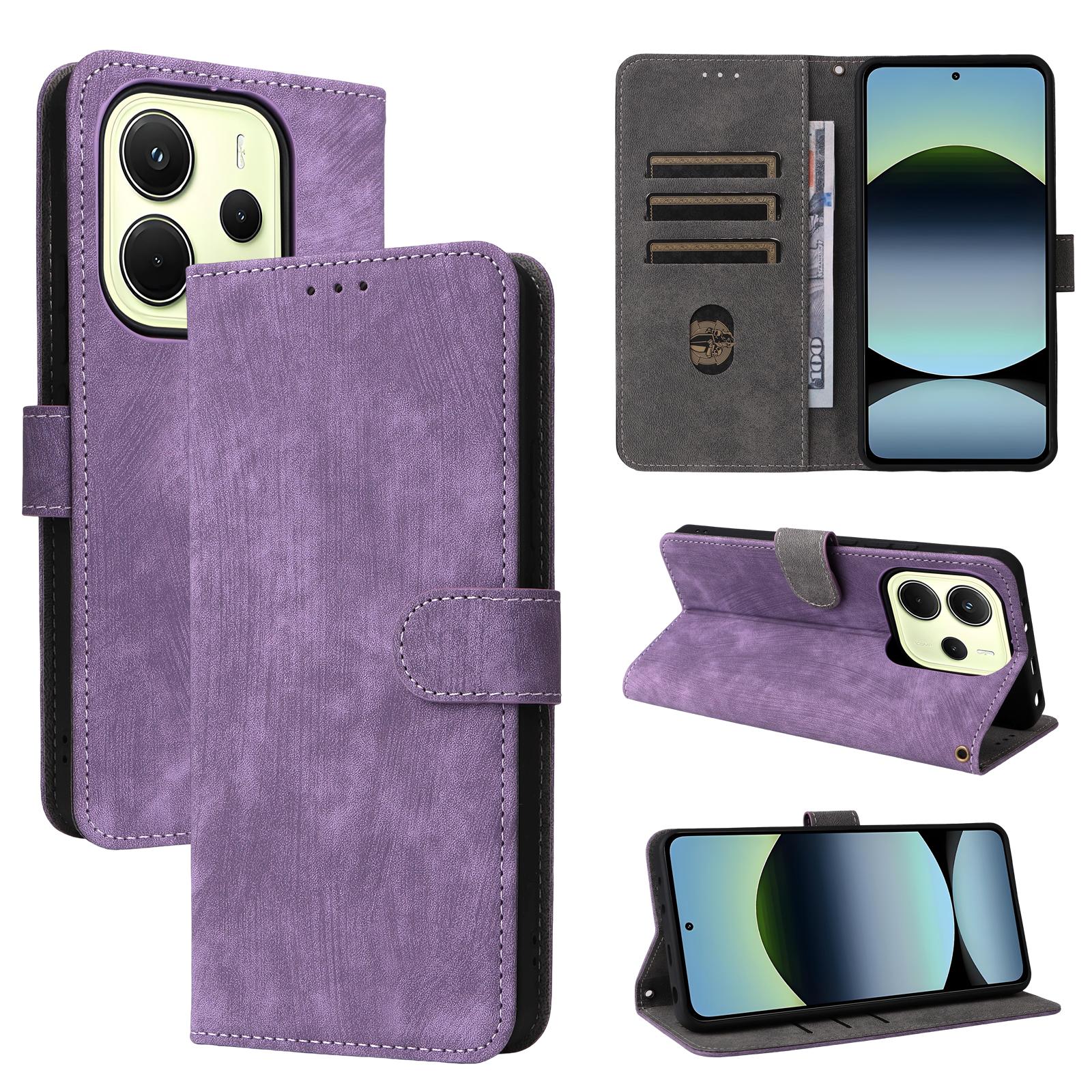 

Кожаный флип-чехол для Xiaomi Redmi Note 14 4G кожаный чехол-кошелек противоударные бамперные чехлы for Redmi Note 14 4G фиолетовый