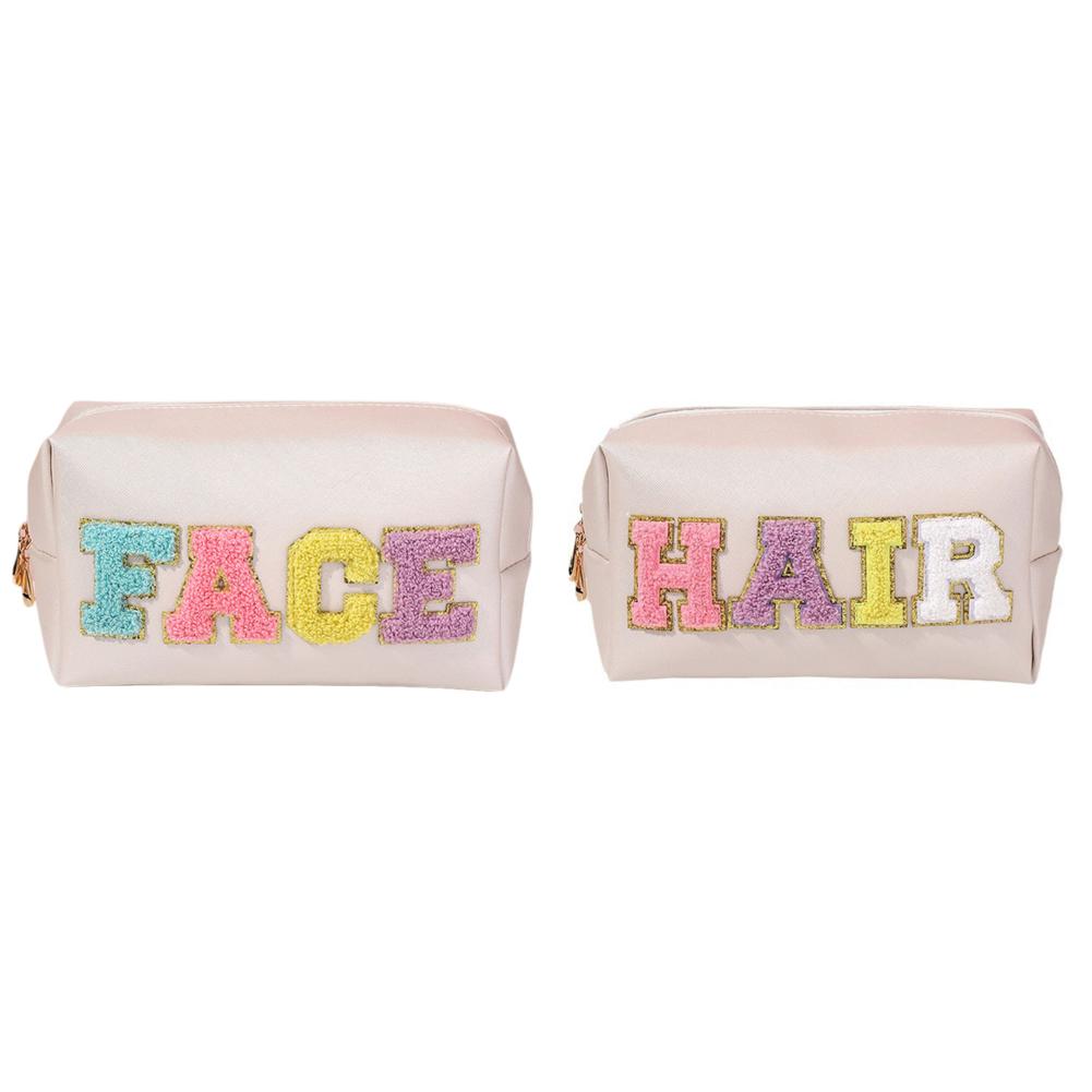 

LF# PU Chenille Letter Makeup Bag Travel Cosmetic Bag for Women Girls (FACE)