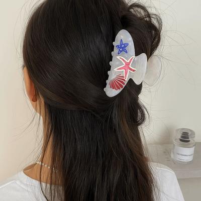 Korean Style Ocean Animal Hair Clip Sweet Geometry Shark Clip Fashion Shell Hair Claw  Girls