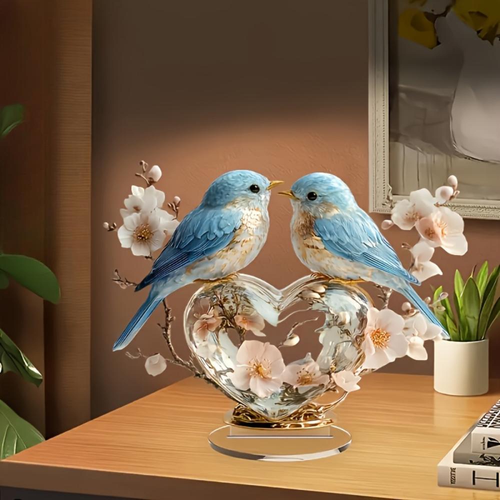 Cute Blue Bird, 2D Flat Acrylic, Tabletop Decoration, Ornaments, Suitable for Living Room, Office, Gifts, Couples, Christmas, Halloween