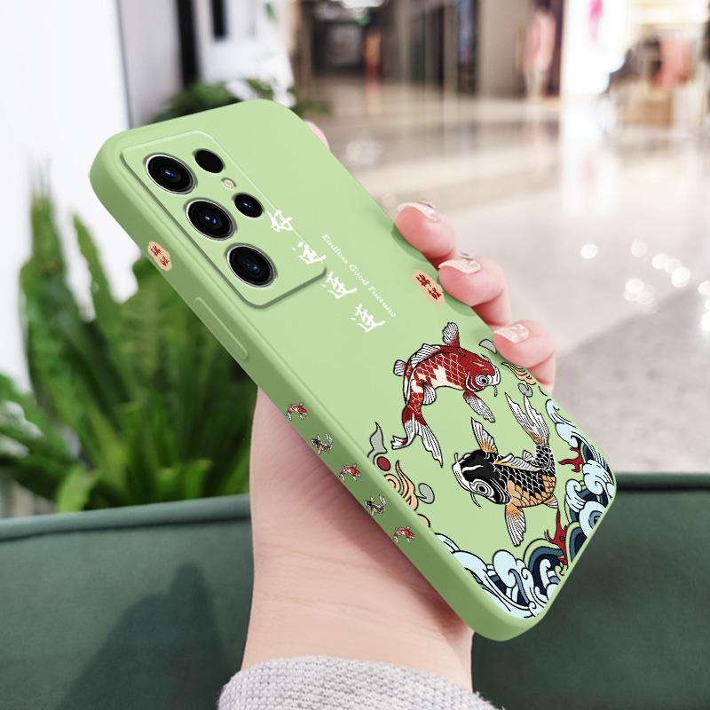 Good Luck Carp Phone Case For Samsung Galaxy S25 S24 S23 S22 S21 S20 S10 S10E Ultra Plus FE Note 20 Ultra Plus Cover