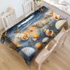 1Pc Ocean-Themed Washable Tablecloth With Seashell, Starfish & Sand Print - Rectangular Cover For Dining And Coastal Home Decor
