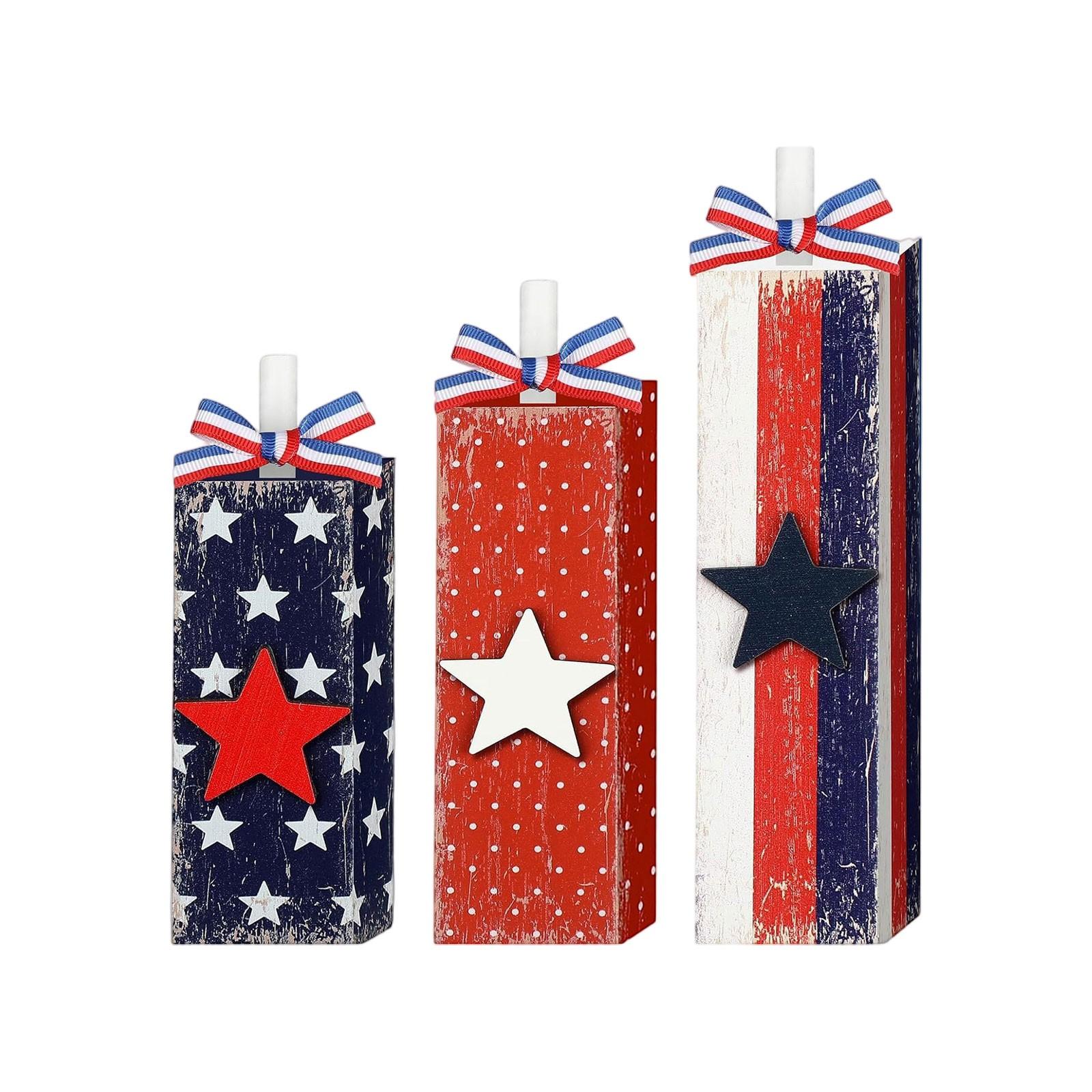 

American Independence Day Wooden Star Sign Standing Table Decoration One Size