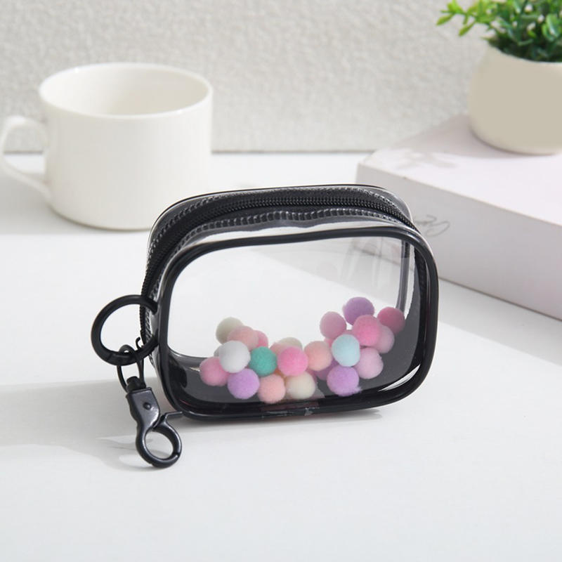 Small Clear Figure Display Bag with Keychain Portable Zipper Waterproof Mini Doll Pouch Carrying Case for Figures Collectibles