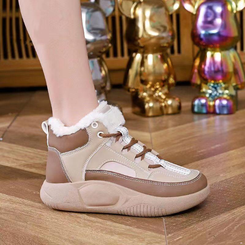 

Sneakers cotton shoes women s winter high-top velvet warm snow boots new thick-soled short boots women 40 хаки