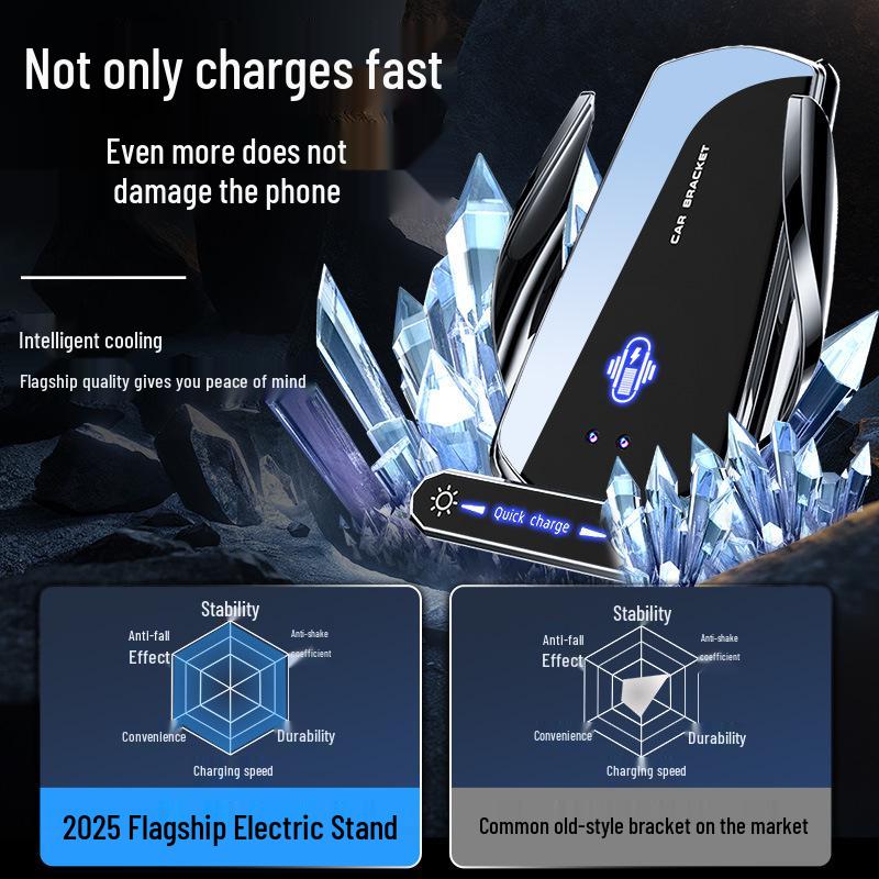 Wireless Car Phone Holder & Charger: Fast Charging with Cable, New Model