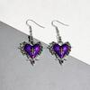 Goth Jewelry Thorns Heart Cross Earrings Red Drip Oil Rose Flower Earrings for Women Punk Charms Accessories Grunge Earrings