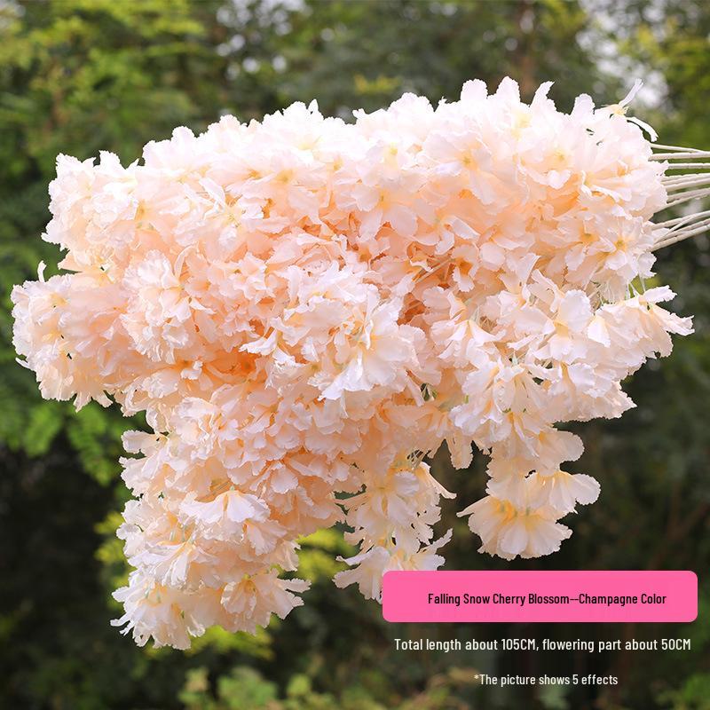 Silk Cherry Blossom Branch Artificial Vine: Floral Decoration for Weddings and Indoor Spaces