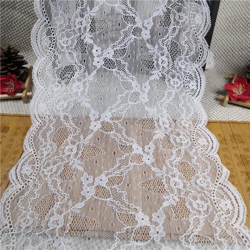 Handmade 23cm Wide Spandex Nylon Jacquard Lace Trim New Stylish Brocade Jacquard for Fancy Sexy Lingerie and Bags белый