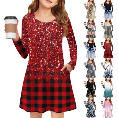 Mädchen Langarmkleid - Farb-Taschenkleid