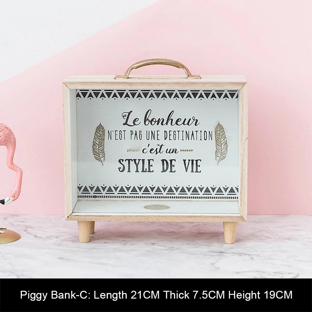 

Скандинавский креативный дизайн деревянная копилка большая емкость детская мультяшная копилка для хранения монет настольное украшение украшения