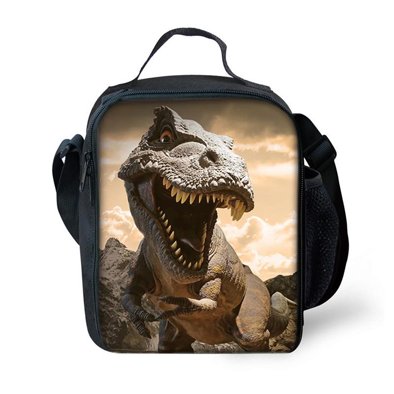 Dinosaur Print DIY Lunch Bag Office Workers School Kids - PVC Insulated Shoulder Cooler