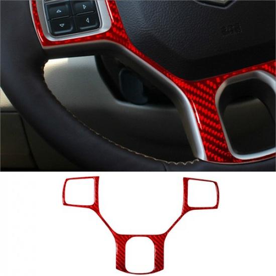 Red Carbon Fiber Interior Steering Wheel Cover Trim For RAM 1500 2013-2018