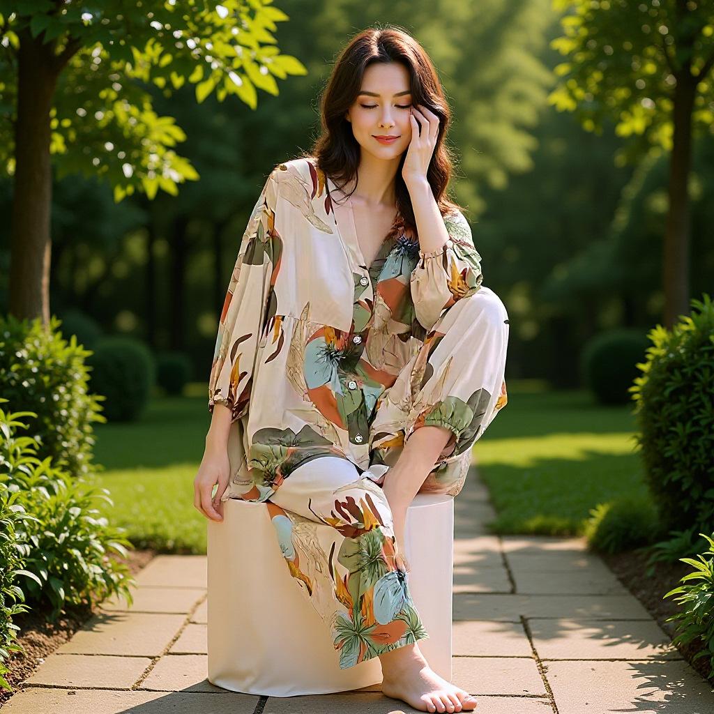 

Casual And Relaxed Set, Loose,fitting Sleeve Thin ,conditioned Loungewear XL