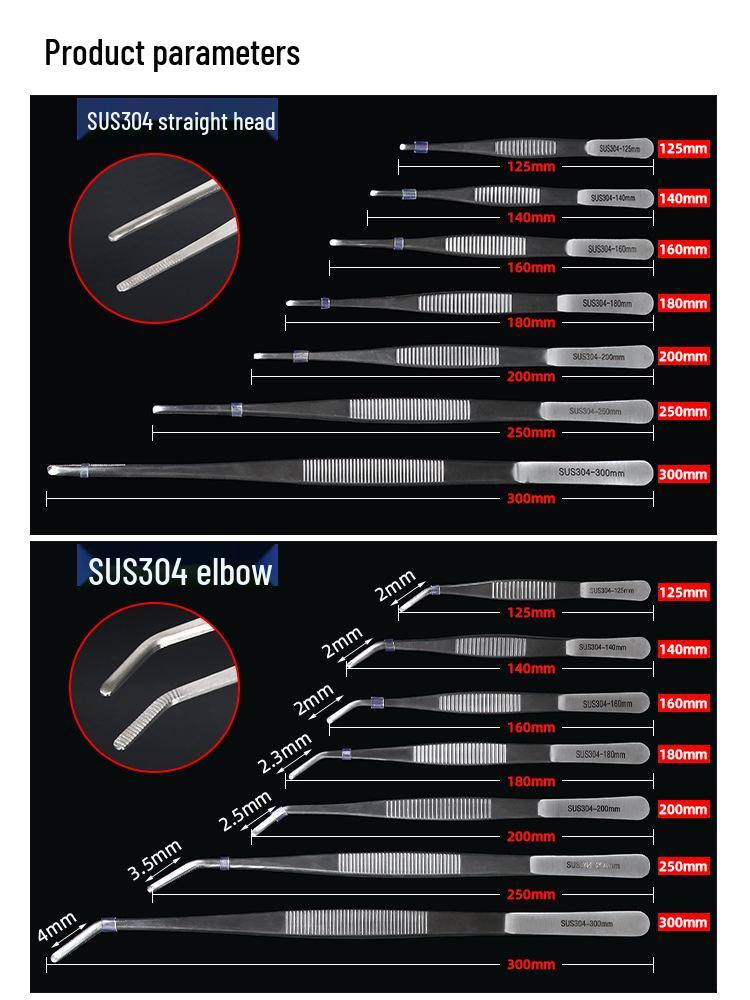 Extra Long 304 Stainless Steel Bent Tip Tweezers - Anti-Static Gardening & Planting Tool
